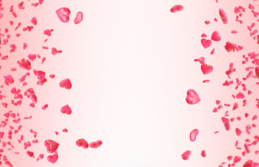 Red falling hearts Valentine day background