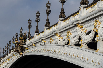 Famous landmark bridge over River Seine, Paris, France. Pont Alexandre III
