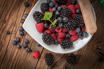 Mix of berries in a bowl.