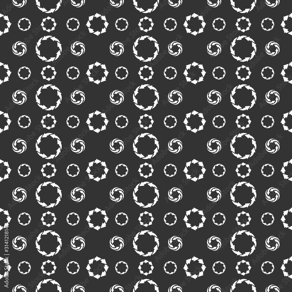 Poster seamless pattern for interface design. refresh and reload arrows icon background.
