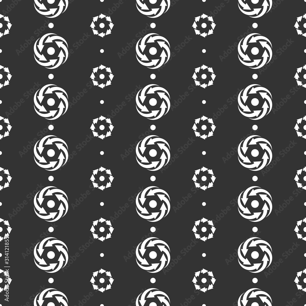 Poster seamless pattern for interface design. refresh and reload arrows icon background.