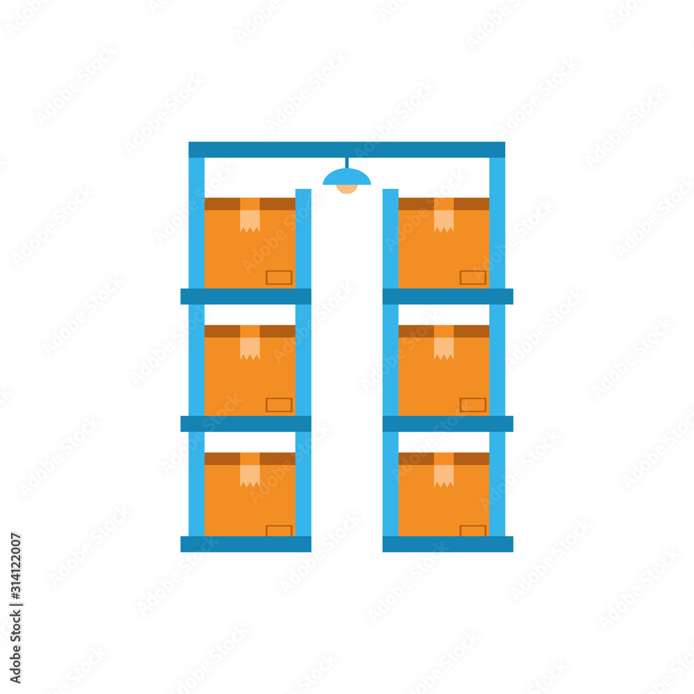 Poster isolated delivery boxes and lamp vector design