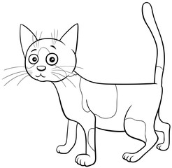 spotted cat cartoon character coloring book page
