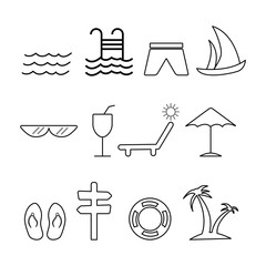 Tropical set icon. Design template vector