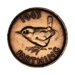 an english one farthing coin from 1943