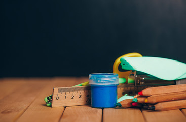 Back to school. School tools. 
