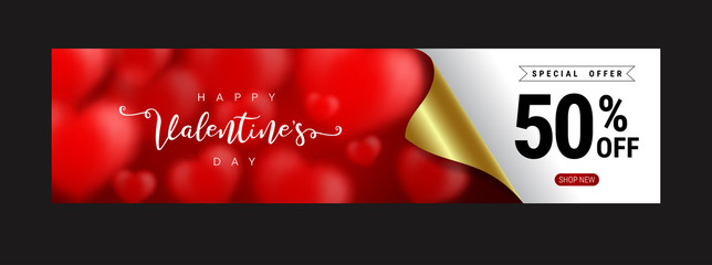 Valentine's day sale ads, Promotion banner wrap paper concept.Special offer 50% off sale .Promotion and shopping template