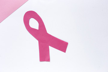 Pink ribbon on a colored background. Cancer