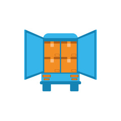 Isolated delivery truck and boxes vector design