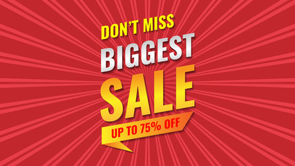 biggest sale banner. Vector illustration.