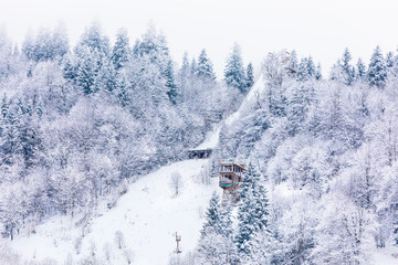 Fototapeta na wymiar Abandoned ski jump in the Bakuriani mountains