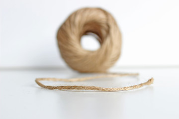 Ball of natural jute twine isolated on the white