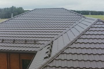 Corrugated metal roof and metal roofing. Modern roof made of met