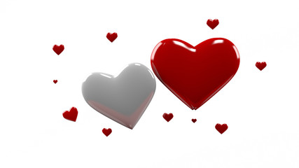 Red heart on white background