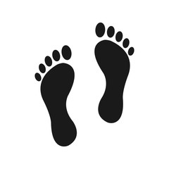 Footprint vector illustration, human foot print symbol, feet silhouette isolated on white background