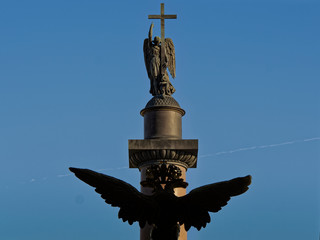 Two-headed crowned eagle and guardian angel of Saint Petersburg.