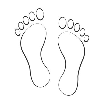 Footprint vector illustration, human foot print symbol, feet silhouette isolated on white background