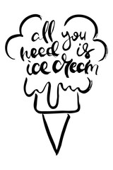 Hand lettering grunge card with textured handcrafted doodle letters in retro style