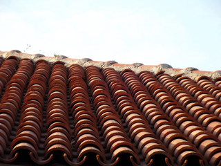 Symmetrical red roof tiles