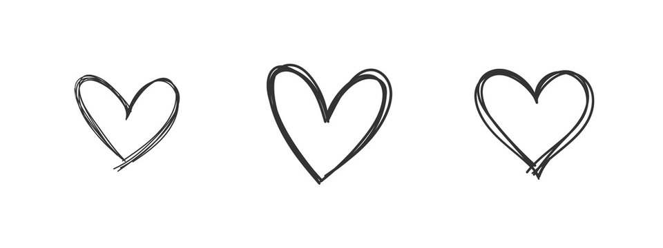 Heart doodles. Hand drawn love symbol. Valentine's day sketches.