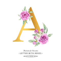 Watercolor letter with flowers.