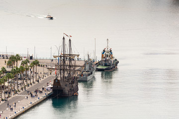 Pier one in the port of Malaga, Spain where is the lighthouse known as 