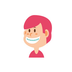 Isolated boy cartoon with brackets vector design