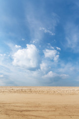 Sand and sky. Summer heat context. German beach. Desert landscape