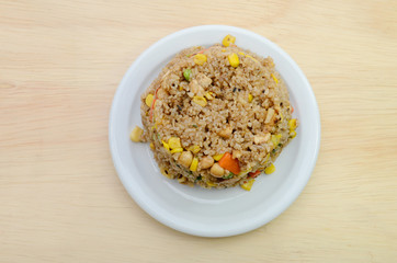Fried rice plate top view