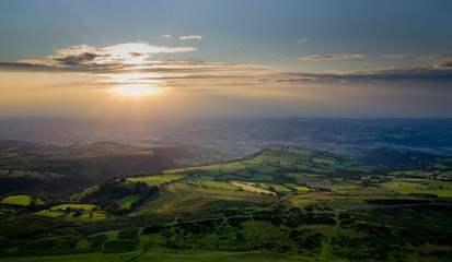 Scenic landscape in Wales looking west from Black mountains
