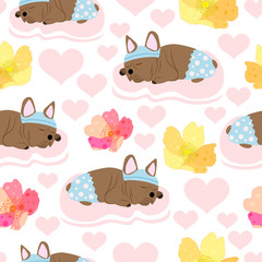 Childish seamless pattern with hand drawn  dogs.Perfect for kids apparel,fabric, textile, nursery decoration,wrapping paper.