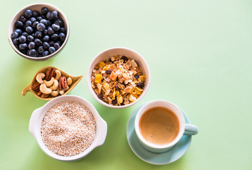 Heathy breakfast and coffee.