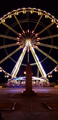 Night view of Illuminated giant Ferris wheel of Bari