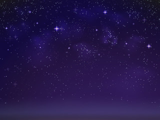 vector background night starry sky with nebulae and constellations. black, blue and purple shades