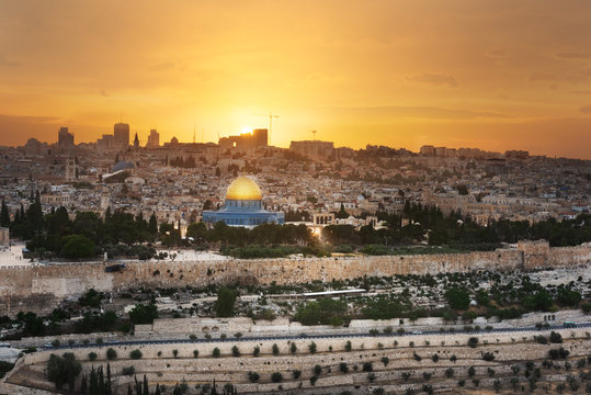 jerusalem city by sunset