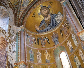 Sicily - interior decoration in the Cathedral of Cefal&ugrave;.