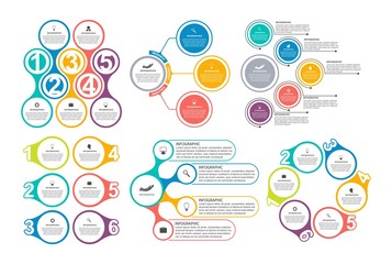 Bundle infographic elements in flat style for business presentations and brochures.