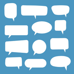 Set of speech bubbles. Blank empty vector white speech bubbles. Cartoon balloon word design.