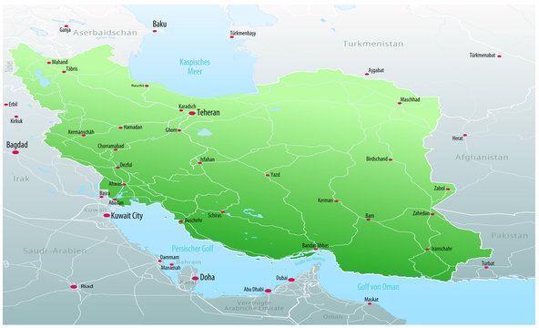 Iran Karte perspektivisch