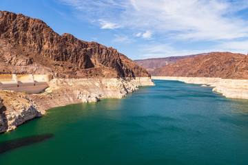 View of the Colorado River below Hoover Dam, Nevada, USA.