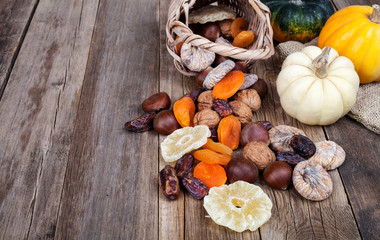 dried foods over wooden table