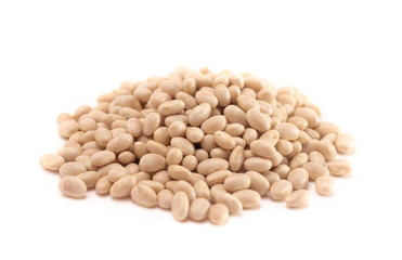 Pile of Dry Navy Beans Isolated on a White Background