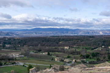 View from the medieaval village of Mirmande in drome near Valence and Montelimar France