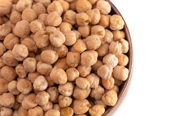 Bowl of Dry Chickpeas Isolated on a White Background