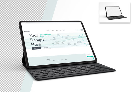 Tablet With Keyboard Mockup