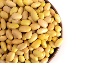 Bowl of Dry Mayocoba Beans Isolated on a White Background