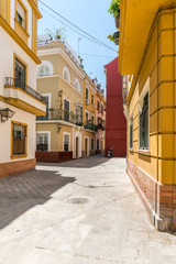 Street view and ancient buildings in Seville, Spain