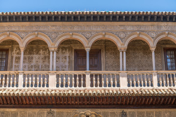 The Arabic architecture in the Royal Palace of Seville, Spain