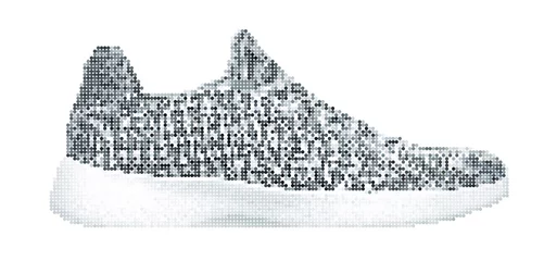 Schilderijen op glas Sneaker on white. Vector dots illustration © krasyuk