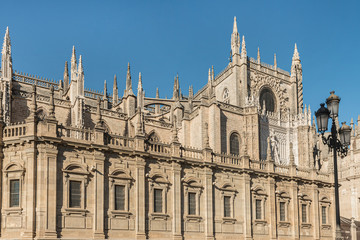 Fototapeta na wymiar Seville Cathedral in Spain. Majestic view of this huge Catholic Cathedral